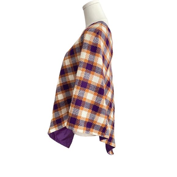 VTG. Scottish Plaid Poncho Cape Wool Tweed Preppy‎ Academia Heritage Minimalist - Picture 3 of 8